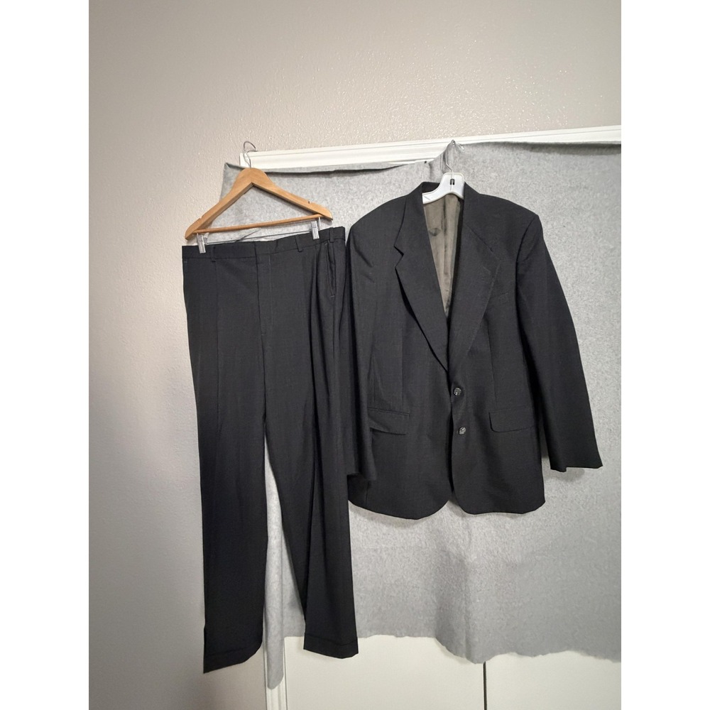Vtg John Alexander Suit Mens 44 38x30 Gray Wool 2 Piece Jacket Pants USA Formal